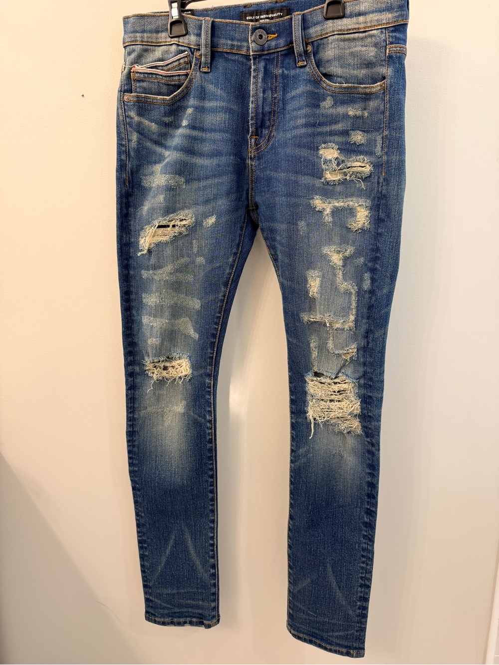 Cult of Individuality Distressed Blue Skinny Jeans